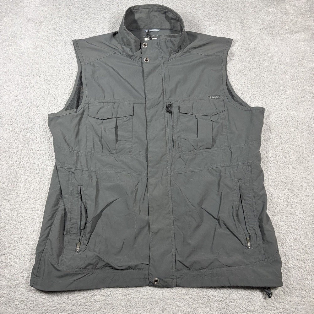 Columbia Silver Ridge 2 Omni Shade Utility Hiking Vest Gray XL Multi Pocket Vent